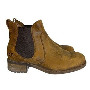 Ugg Brown Bonham Leather Ankle‎ Boots Size 6